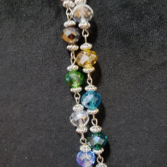 Womens Fashion Crystal Glass Bead Necklace Double Strand with Lobster Clasp - Picture 7 of 9